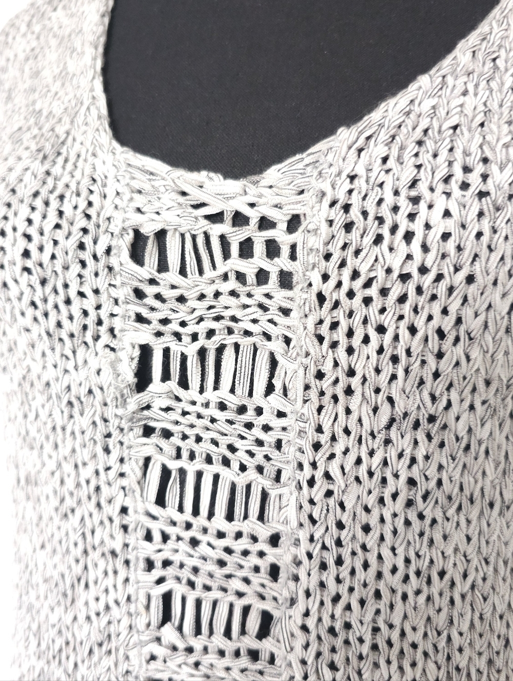 Dynamite Knit Short Sleeve Sweater Top โ Size XS โ Grey Open Knit - Picture 6 of 16